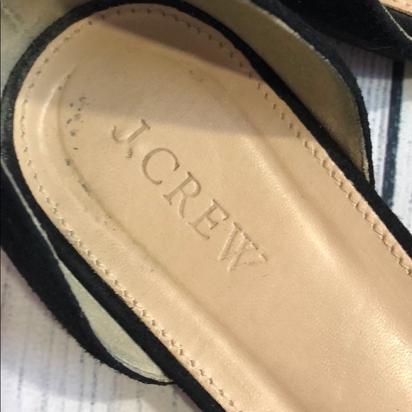 J. Crew Suede Fringe Bow D'Orsay Black Flats - Picture 2 of 7